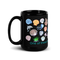 Sea Life, One of These Things is not Like the Other, Black Glossy 15 oz Mug - SloppyOctopus.com