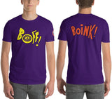 SEE BOTH SIDES--Boff! (up front) Boink! (in back)  in Blues and Purples, Short-Sleeve Bella + Canvas 3001 - SloppyOctopus.com