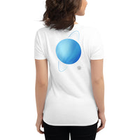 SEE BOTH SIDES--Boobies Up Front, Uranus In Back, Women's short sleeve t-shirt - SloppyOctopus.com