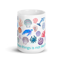 Sea Life, One of These Things is not Like the Other, White glossy 15 oz mug - SloppyOctopus.com